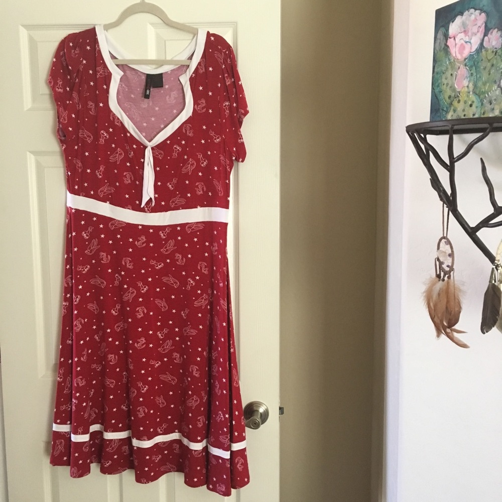 Torrid Retro Chic Sz 1 Red Sailor Rockabilly Dress